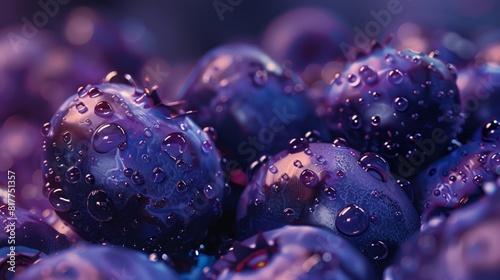 Close Up of Blueberries With Water Droplets