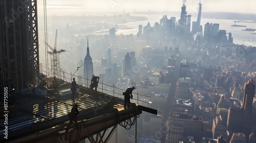 Man Standing on Ledge Overlooking City