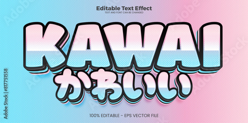 kawaii editable text effect in modern trend style