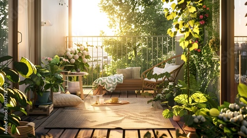 Cozy Balcony Oasis Sunlit S...