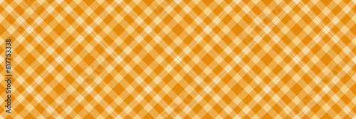 Diagonal background pattern textile, setting vector check fabric. Up texture seamless tartan plaid in amber and orange colors.