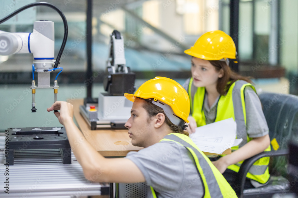 Trainees focus on robot arms, automation programs, and essential skills in the robotics academy. Trainees focus on robot arms, automation programs, and essential skills in the robotics academy.