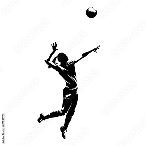 Volleyball player, woman, female team sport athlete, isolated vector silhouette