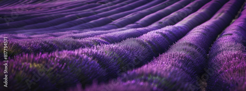 Stunning landscape with lavender field at sunrise