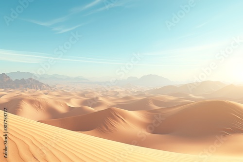 Tranquil desert dunes under a clear sky