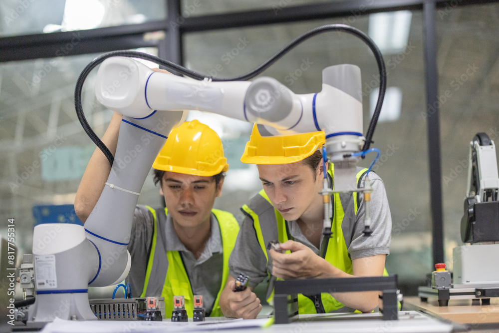 Trainees focus on robot arms, automation programs, and essential skills in the robotics academy. Trainees focus on robot arms, automation programs, and essential skills in the robotics academy.