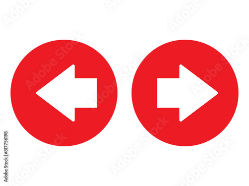 Free Download Paired direction arrows, specifically red circle icons pointing left and right, are isolated on a clean white backdrop, ideal for navigation systems. - GFXLoad