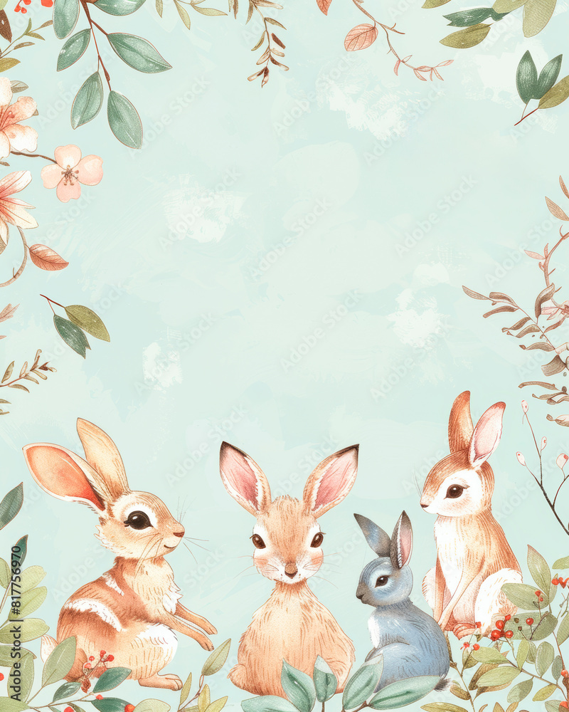 Cute rabbits in pastel colors Cute rabbits in pastel colors