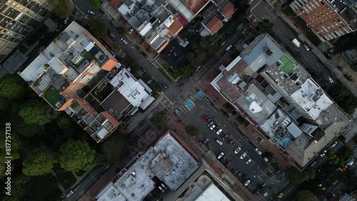 Top-down shot of a parking lot in Bogota, Colombia. photo