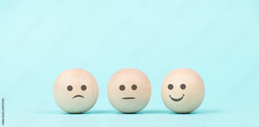 Happy smiling face spread happiness to sad faces, mental health and attitude, positive and negative mind, influence emotion, support and depression