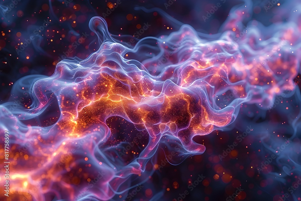 Glowing Ethereal Chromosome Structure in Cosmic Nebula Glowing Ethereal Chromosome Structure in Cosmic Nebula