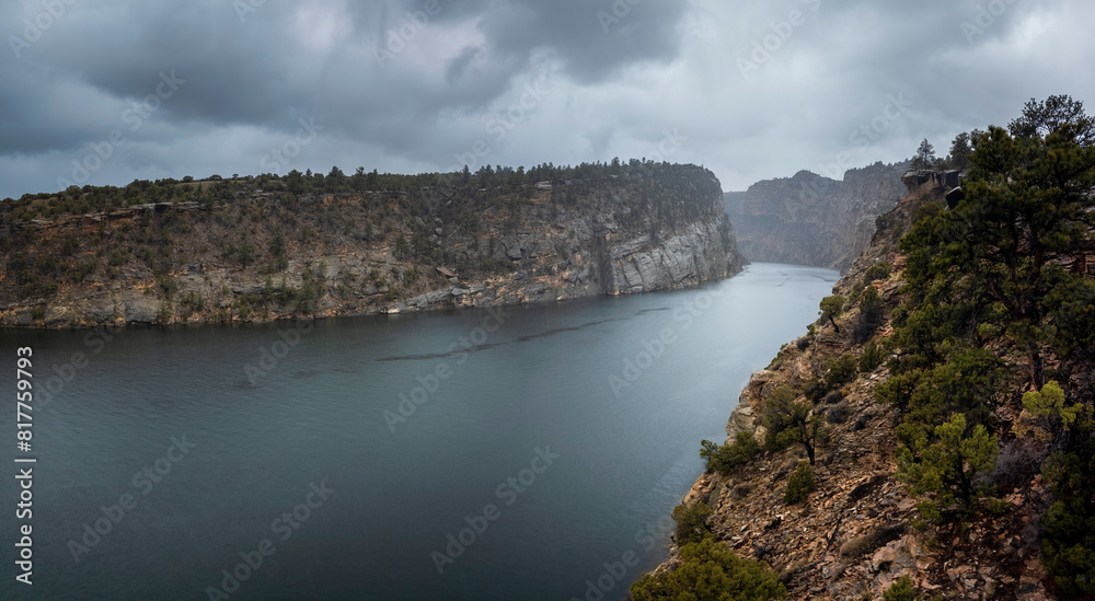 Scenic view of Fremont Canyon right outside Casper, Wyoming on a cloudy day