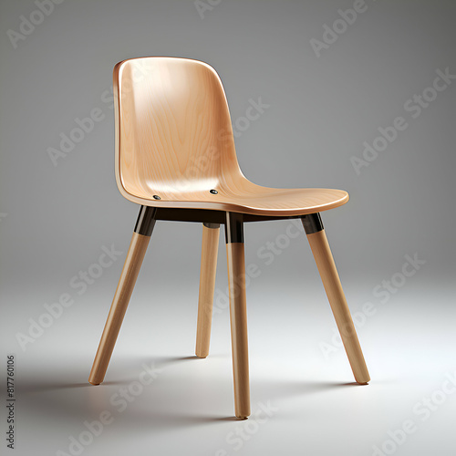 Wooden chair isolated on gray background. 3d render illustration.