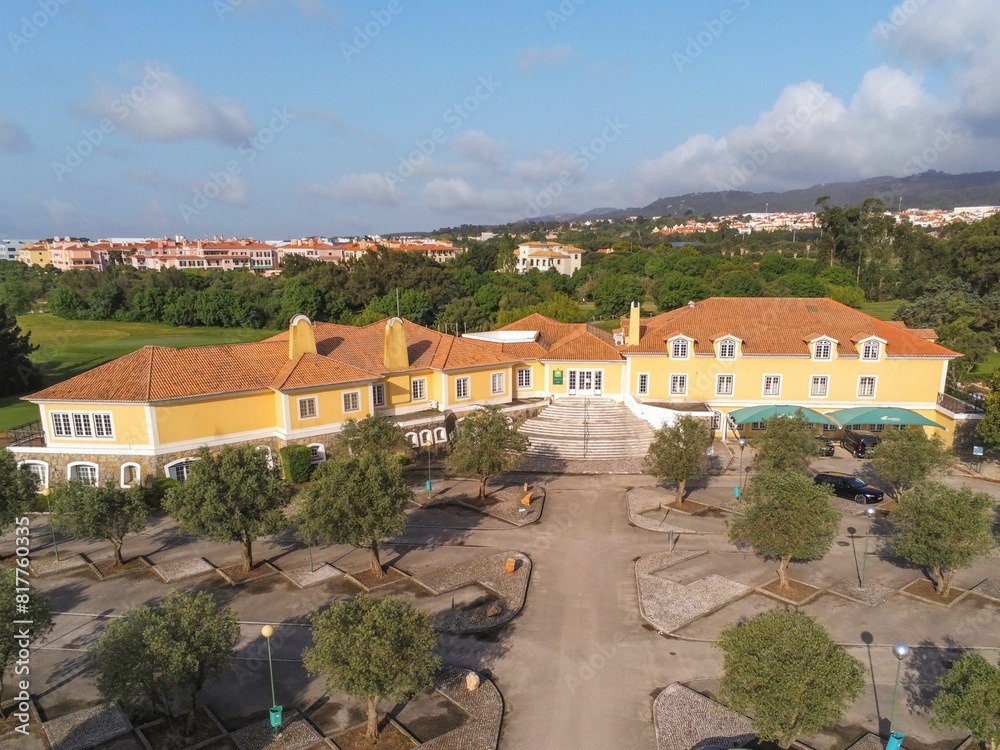 a view of a mansion from a large aerial perspective with the view of a park, Portugal a view of a mansion from a large aerial perspective with the view of a park, Portugal