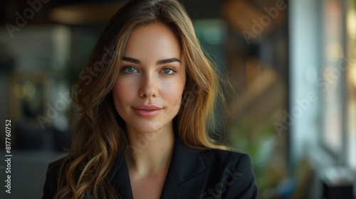 Wallpaper Mural Portrait of a beautiful business woman in a black suit, close up, candid shot Torontodigital.ca