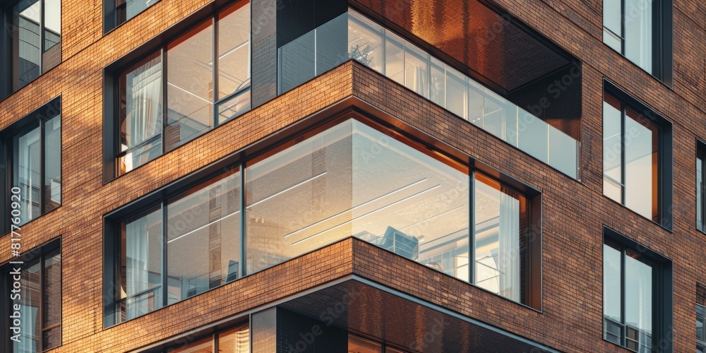 Modern Multi-Storey Brick Building. Generative ai Modern Multi-Storey Brick Building. Generative ai