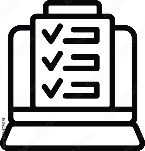 Customer service page icon outline vector. Solved questions checklist. FAQ information tips