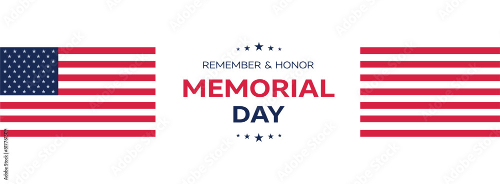 Memorial Day header with USA flag. Honoring All Who Served. Vector background, banner, poster, card. Memorial Day header with USA flag. Honoring All Who Served. Vector background, banner, poster, card.