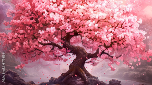 A pink tree branch with pink flowers.