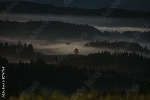 Autumn Sunrise over Emmental Valley with Bernese Alps View from Lueg photo