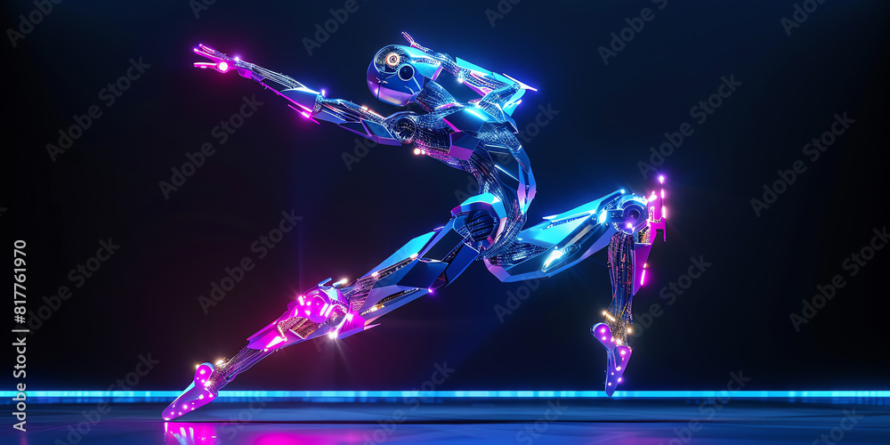 Fototapeta premium Capture the intricate movements of a robotic ballet dancer with sleek