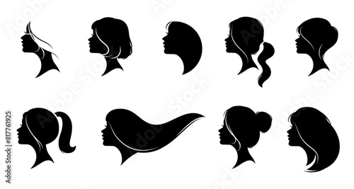 beauty woman face set in silhouette hairstyle