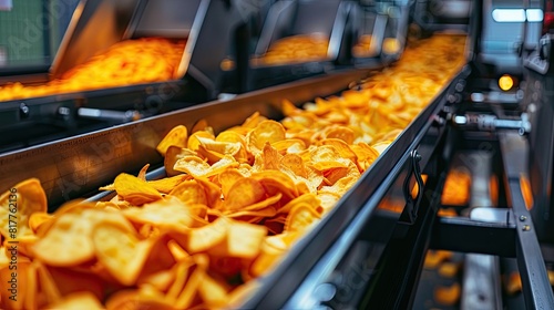 conveyor belt with snacks. selective focus © Anna
