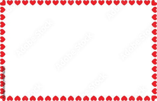 Rectangular red heart border for Valentine's Day greeting card
