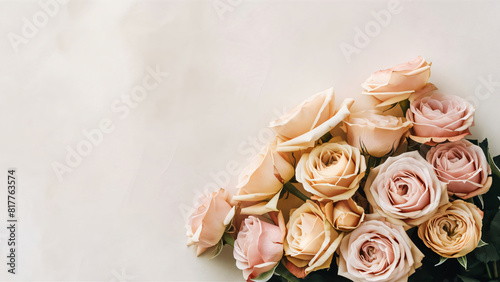 several roses with one light color background naturally.