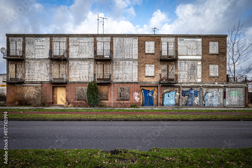 Flat declared uninhabitable, boarded up photo