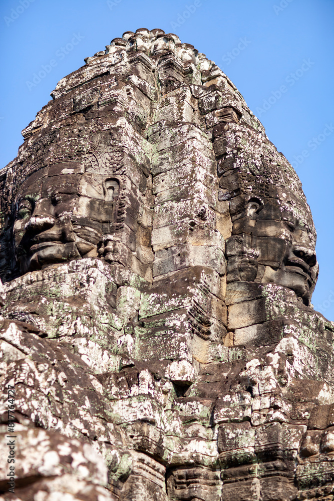 Fototapeta premium Tower Of Bayon Temple In Siem Reap, Cambodia. Bayon Temple Is The Heart Of The Ancient City Of Angkor Thom In Siem Reap.