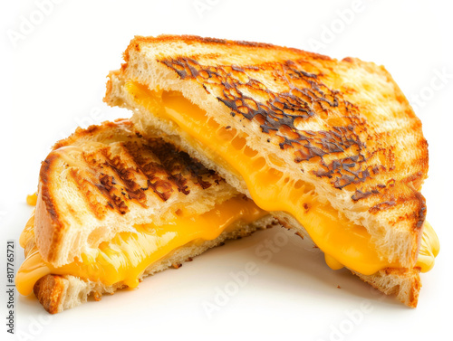 A slice of cheese sandwich with a melted cheese filling photo