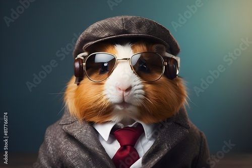 A dapper guinea pig sporting aviator glasses, ready for a grand adventure Generative AI