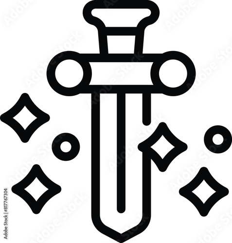 Viking sword icon outline vector. History Iceland weapon. Old fighting tool