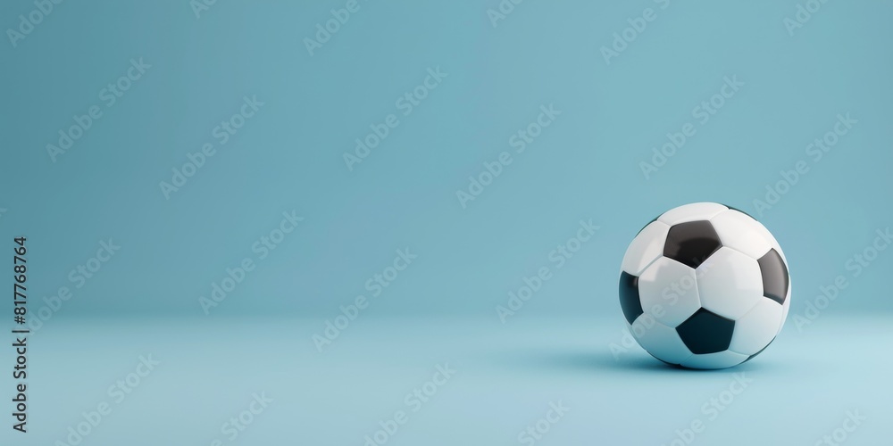 Soccer ball on colored background, banner in 3d style with space for text Soccer ball on colored background, banner in 3d style with space for text
