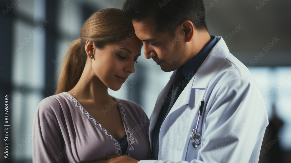 Doctor Comforting Pregnant Woman During Prenatal Checkup in Hospital Doctor Comforting Pregnant Woman During Prenatal Checkup in Hospital