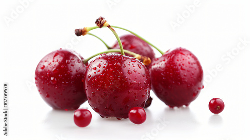 Ripe fresh cherry on white background