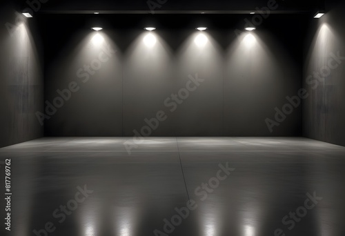 Abstract dark empty  modern concrete room with a recess or niche with ceiling light and rough floor - industrial interior background template  generative ai
