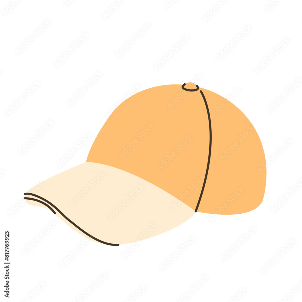 Yellow cap isolated on white background. Summer travel hat. Yellow cap isolated on white background. Summer travel hat.