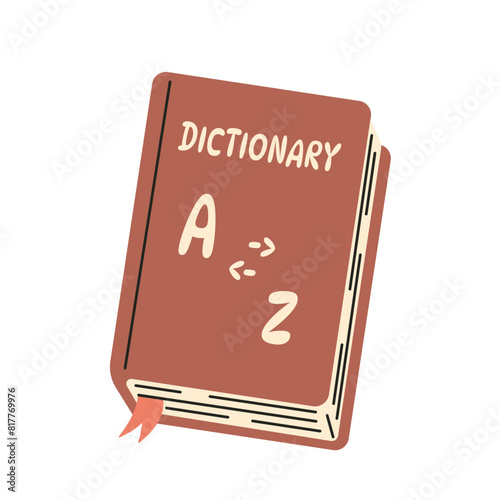 Dictionary isolated on white background. Book translator