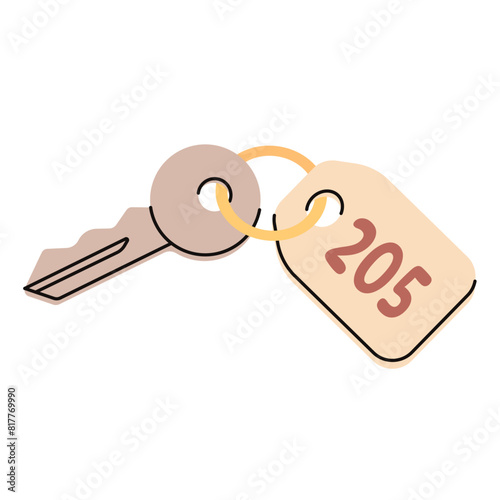 Hotel room key isolated on white background. 