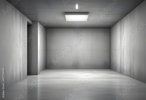 Abstract dark empty  modern concrete room with a recess or niche with ceiling light and rough floor - industrial interior background template  generative ai