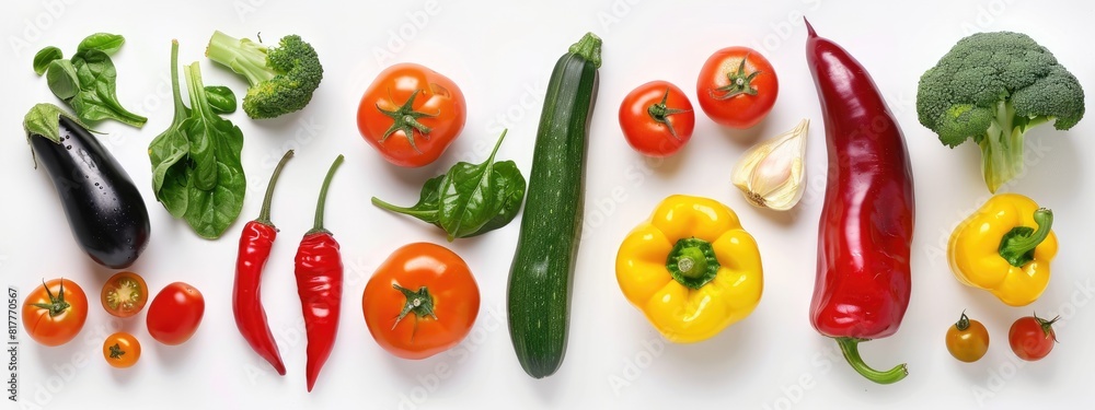 vegetables on white background top view place for text vegetables on white background top view place for text