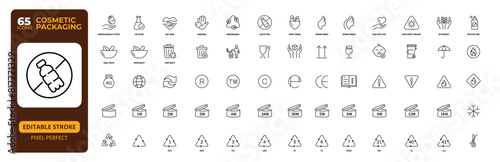 Cosmetic Packaging Line Icon Set