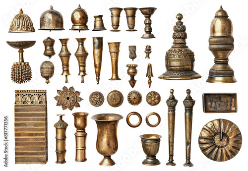 Vintage copper kitchenware collection, cut out - stock png.