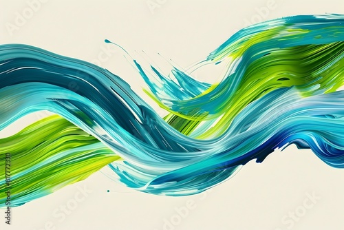 Wallpaper Mural Vibrant Swirling Ribbon of Aqua and Lime Abstract Brushstroke Background Torontodigital.ca