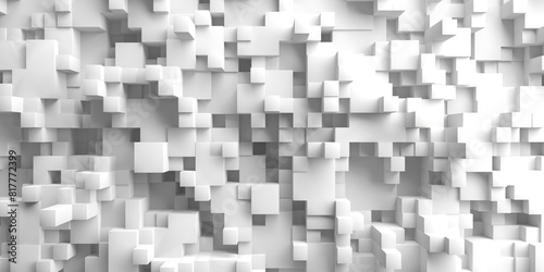 Random shifted white blocks background. Light bright clean wallpaper