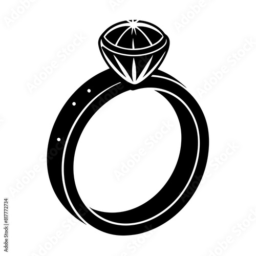 Wedding ring Single icon silhouette Vector illustration 