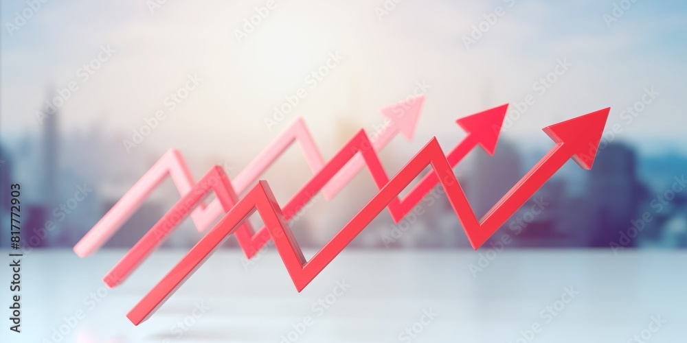 Business graph red arrow growing up. Success investments concept Stock ...