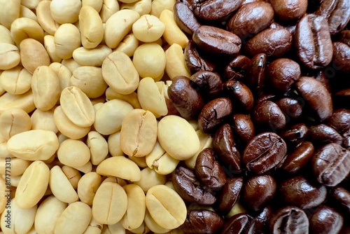 closeup coffee beans falling food and drink